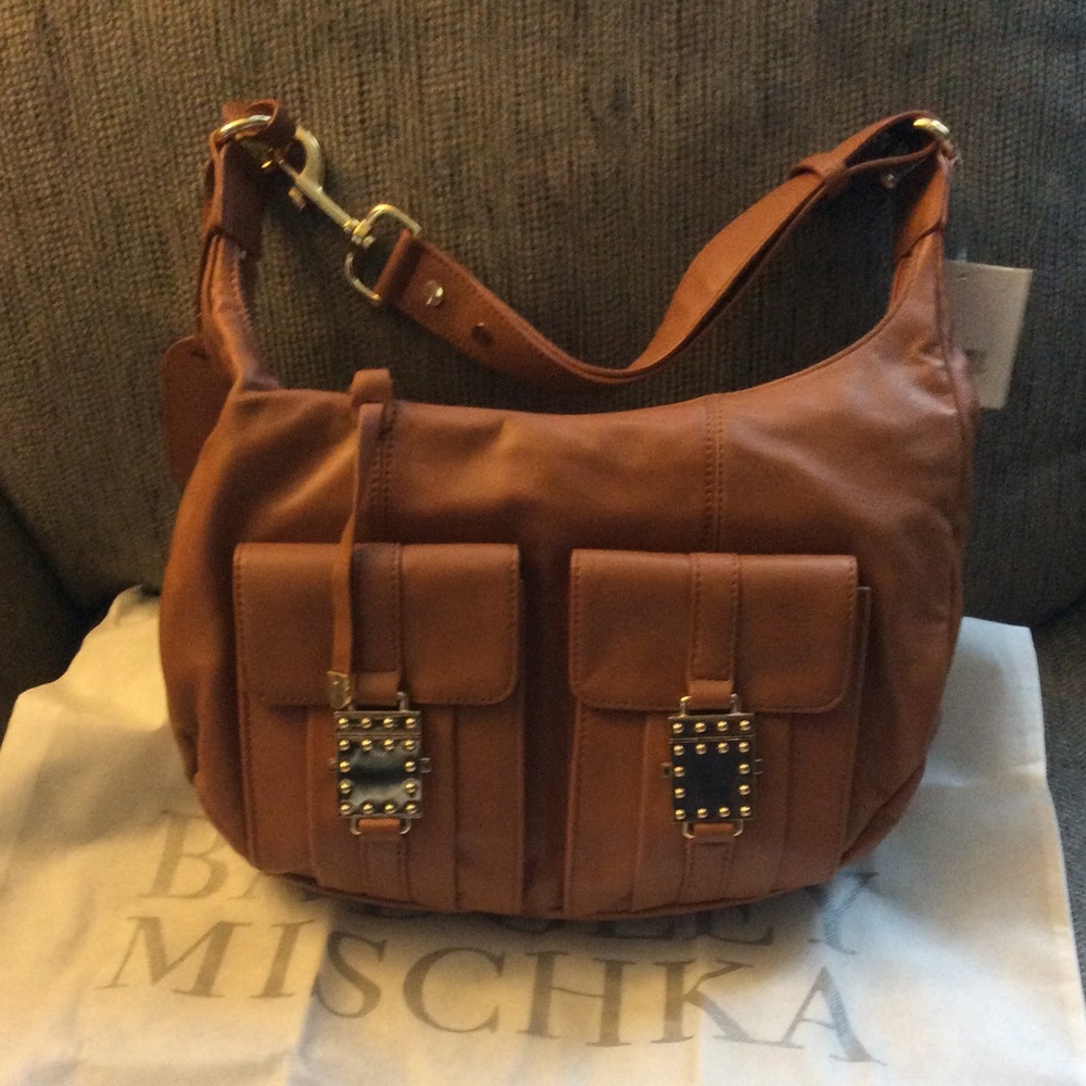Authentic Badgley Mischka Brown Leather Handbag